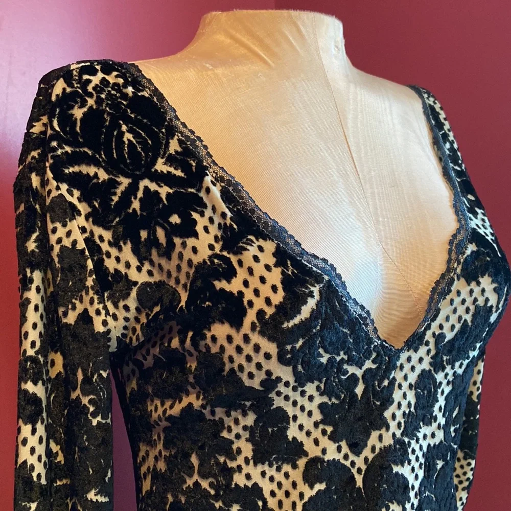 Intimately Free People Black Velvet Burnout Dress Medium - Picture 2 of 8